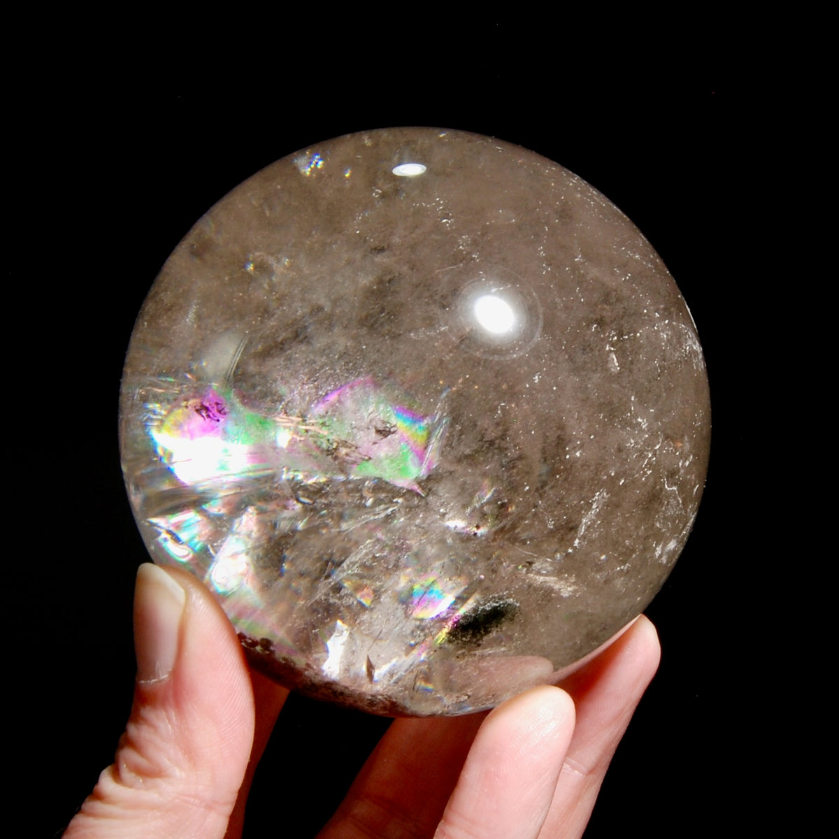Huge Rainbow Smoky Quartz Crystal Sphere