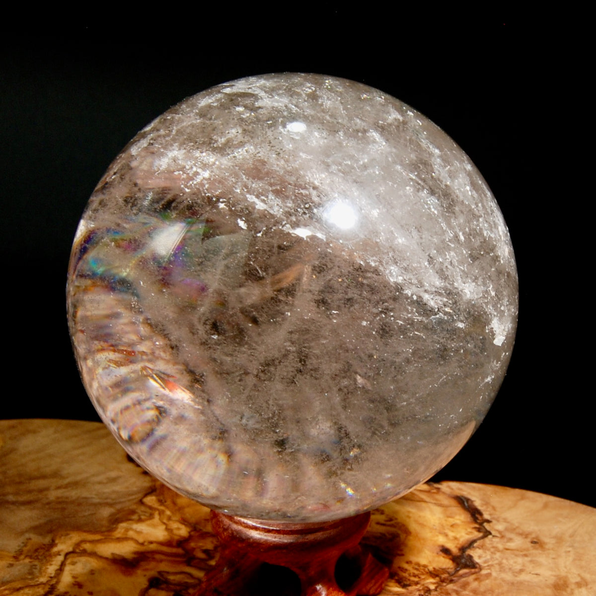 Huge Rainbow Smoky Quartz Crystal Sphere