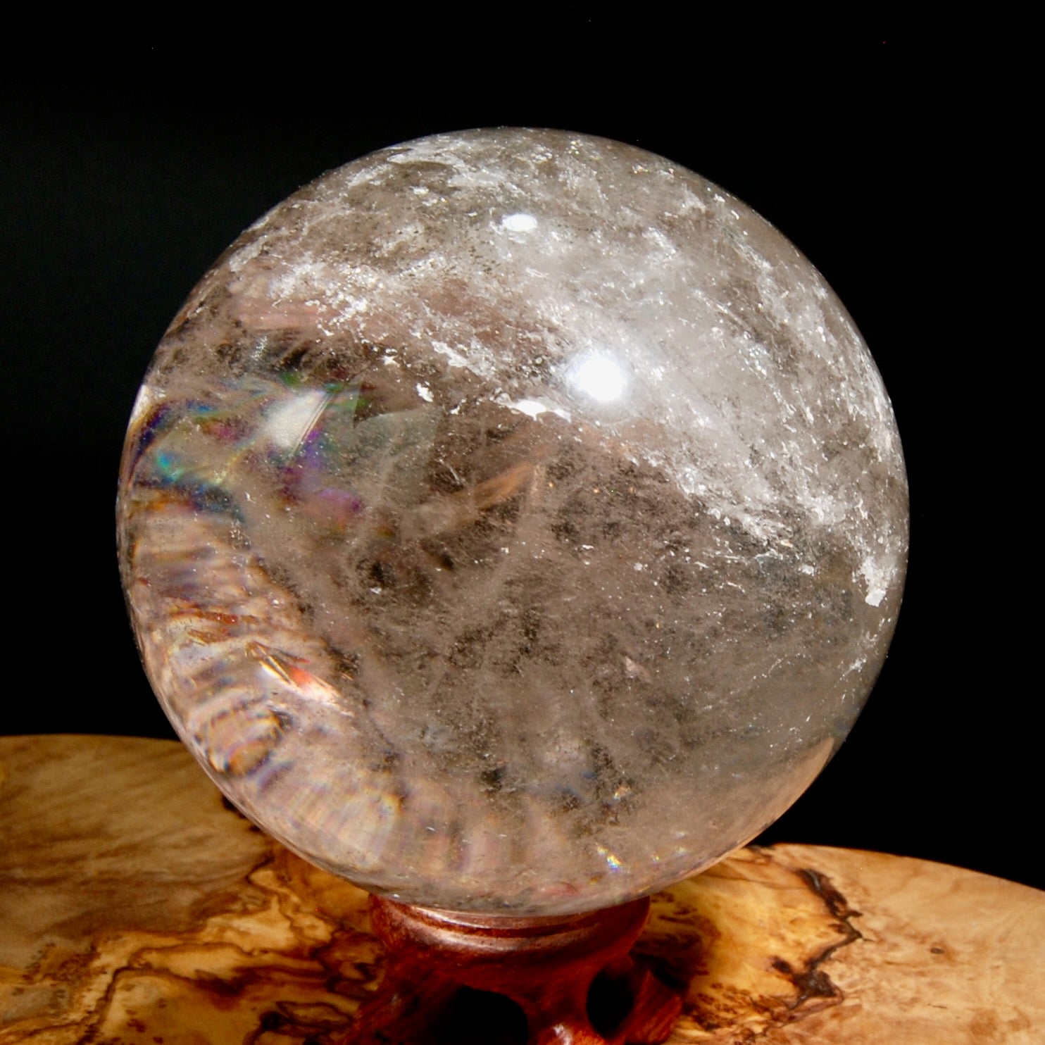 Huge Rainbow Smoky Quartz Crystal Sphere