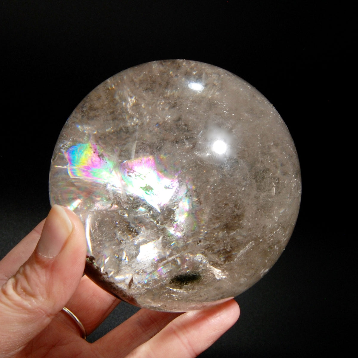 Huge Rainbow Smoky Quartz Crystal Sphere