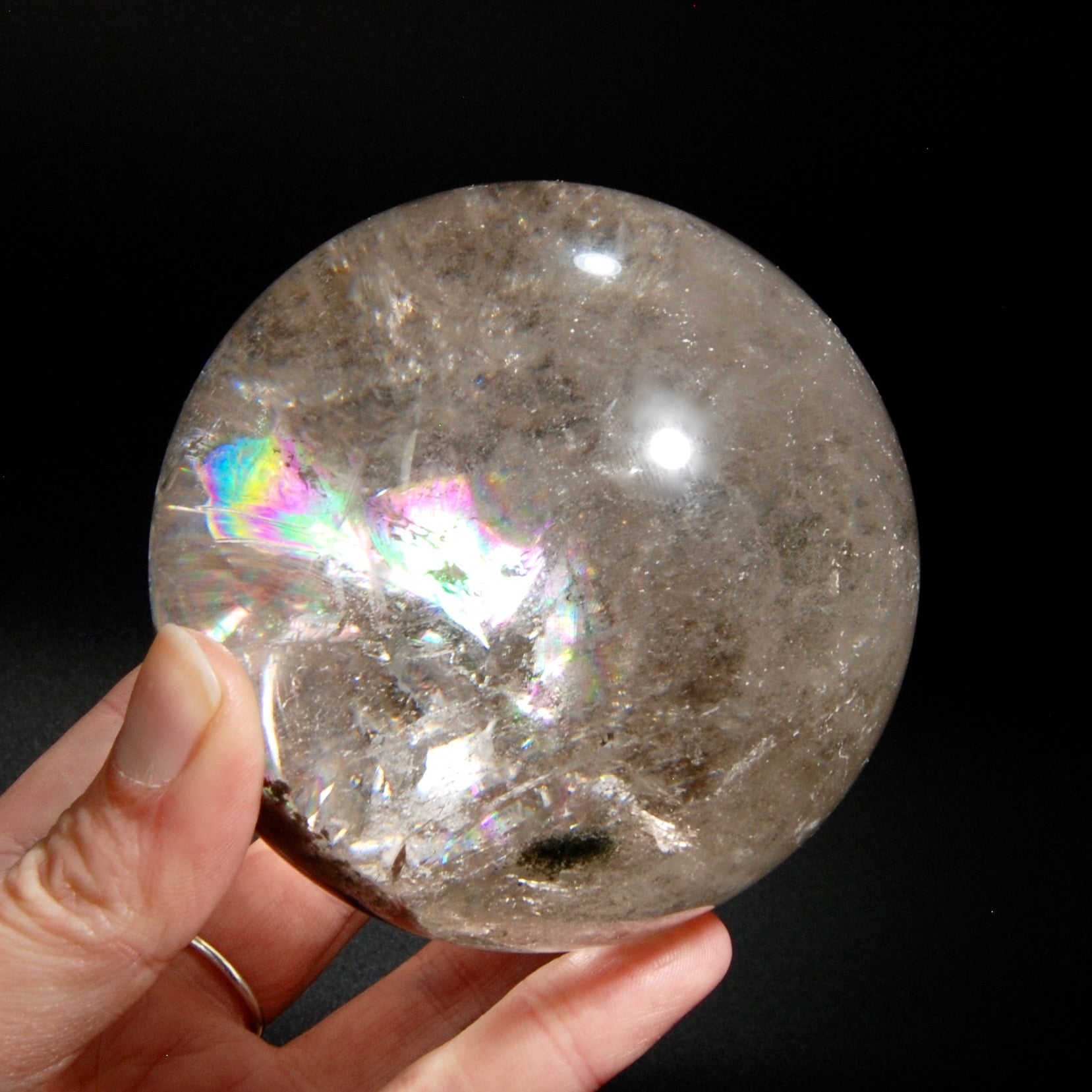 Huge Rainbow Smoky Quartz Crystal Sphere