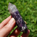 DT Chevron Amethyst Crystal Point, double terminated amethyst polished point