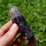 DT Chevron Amethyst Crystal Point, double terminated amethyst polished point
