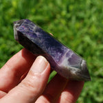 DT Chevron Amethyst Crystal Point, double terminated amethyst polished point