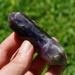 DT Chevron Amethyst Crystal Point, double terminated amethyst polished point