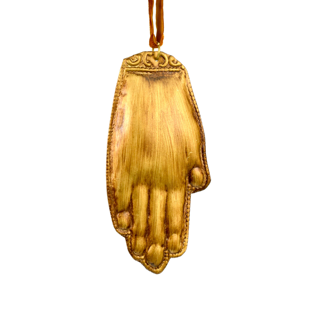 Divine Hand Ex Voto Milagro Ornament in Antiqued Gold