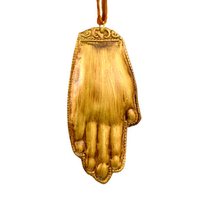Divine Hand Ex Voto Milagro Ornament in Antiqued Gold