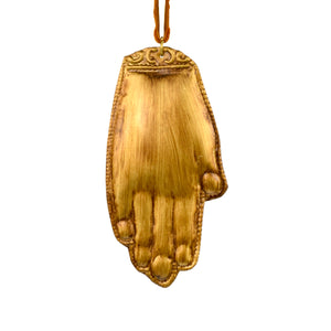 Divine Hand Ex Voto Milagro Ornament in Antiqued Gold