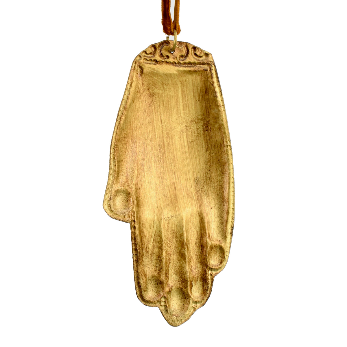Divine Hand Ex Voto Milagro Ornament in Antiqued Gold