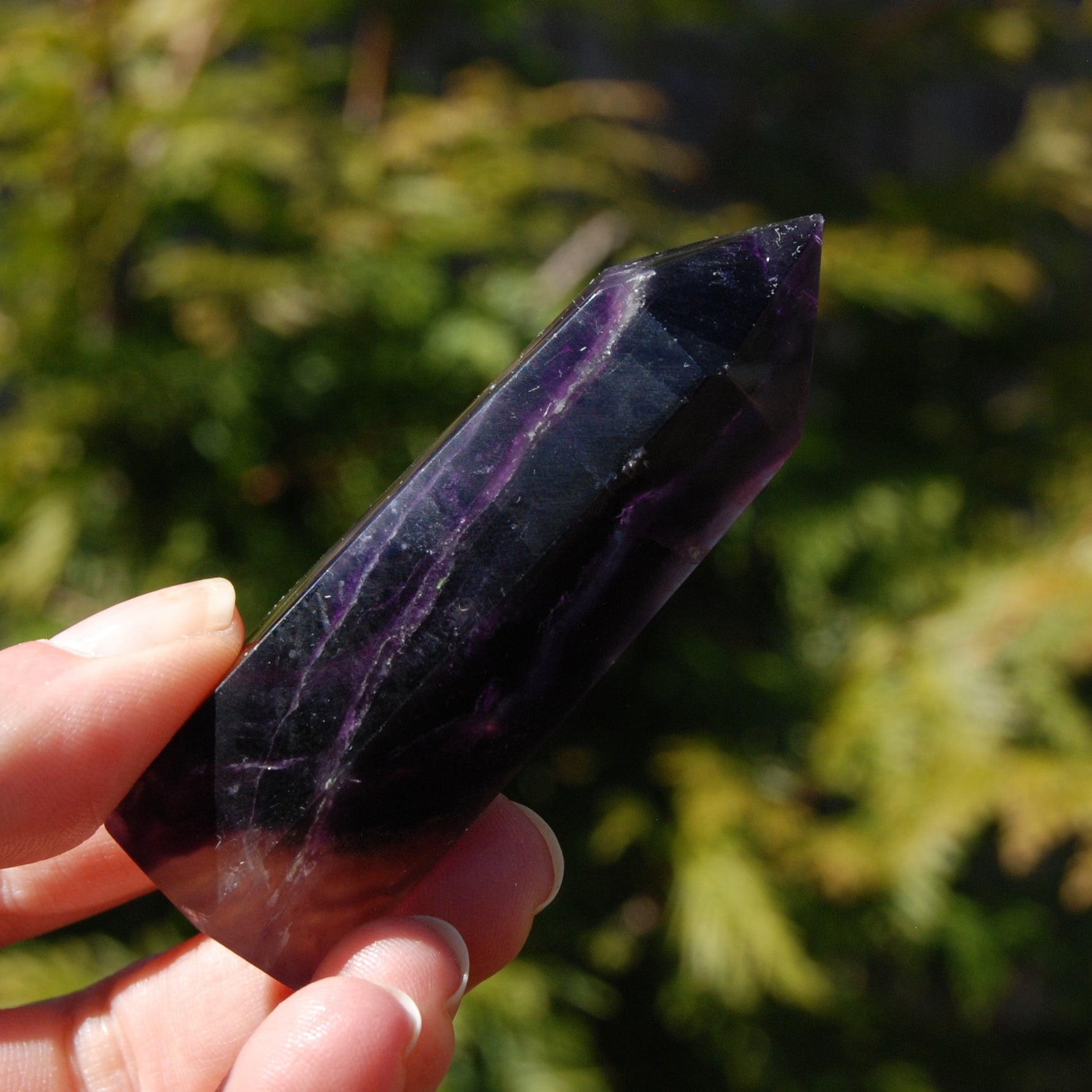 Dark Purple Fluorite Crystal Tower