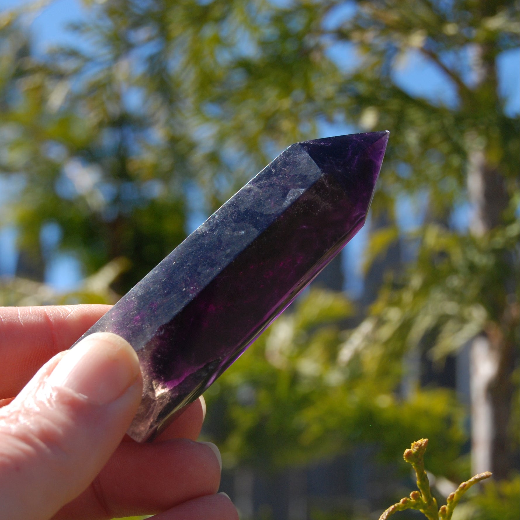 Dark Purple Fluorite Crystal Tower