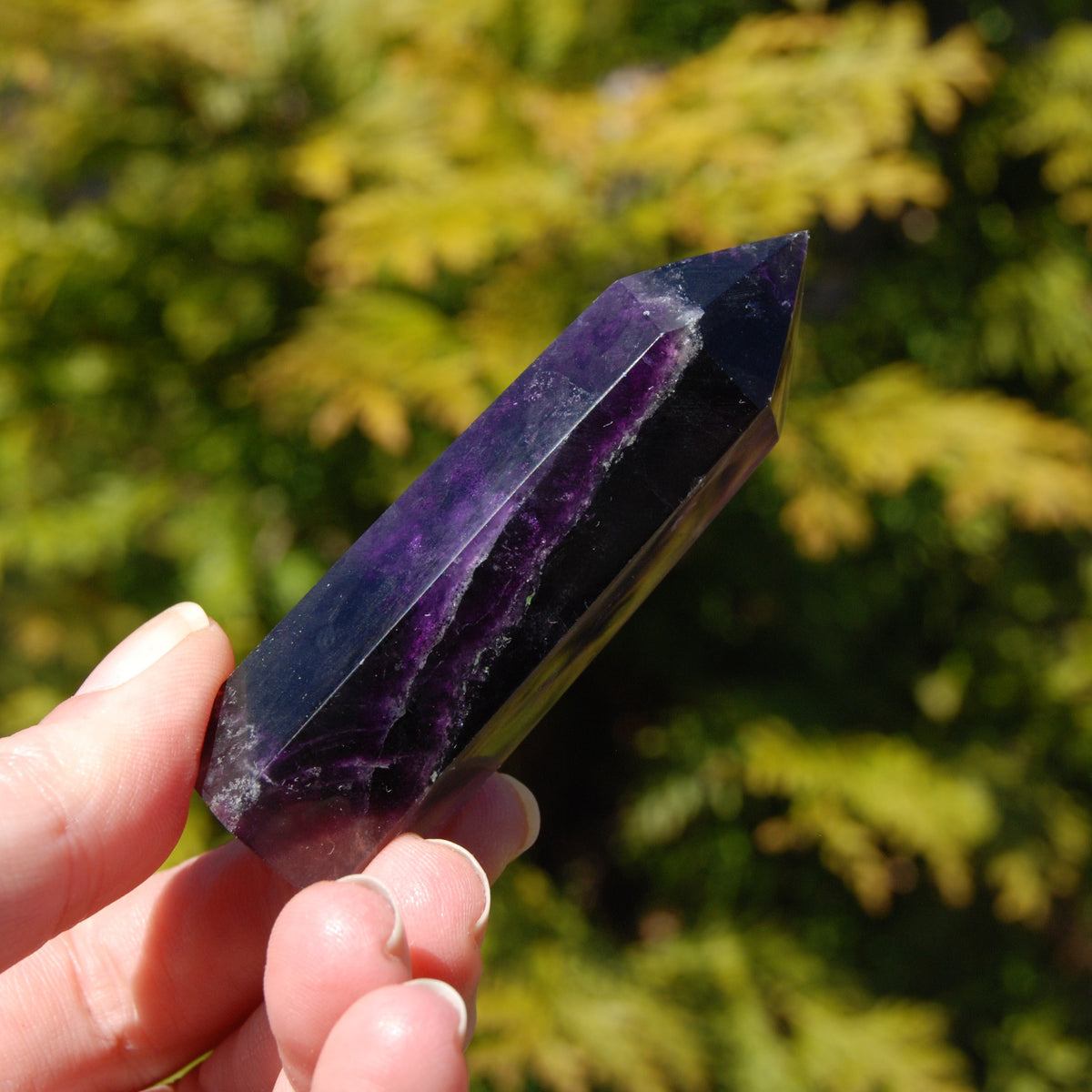 Dark Purple Fluorite Crystal Tower