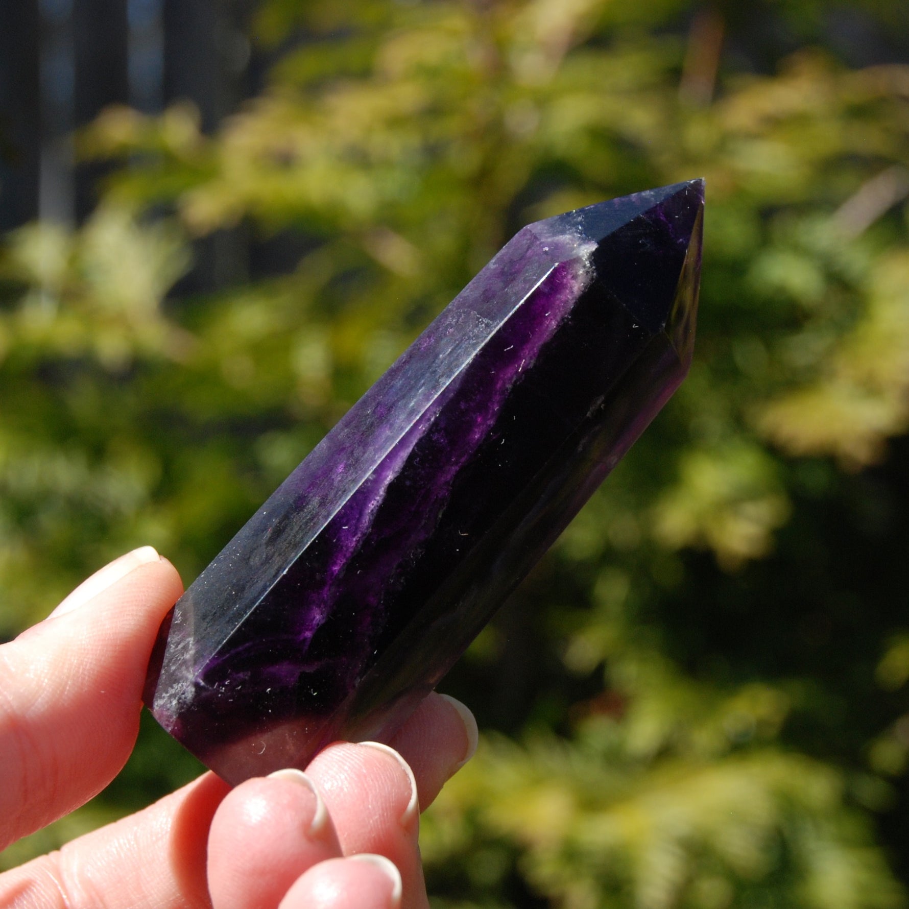Dark Purple Fluorite Crystal Tower