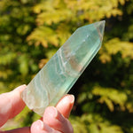 Watermelon Fluorite Crystal Tower, polished green transparent fluorite