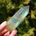 Watermelon Fluorite Crystal Tower, polished green transparent fluorite