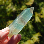 Watermelon Fluorite Crystal Tower, polished green transparent fluorite
