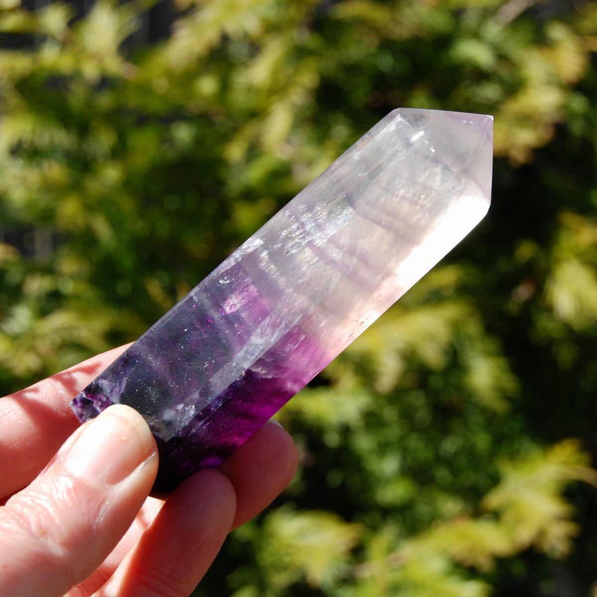 Transparent Magenta Pink Fluorite Crystal Tower