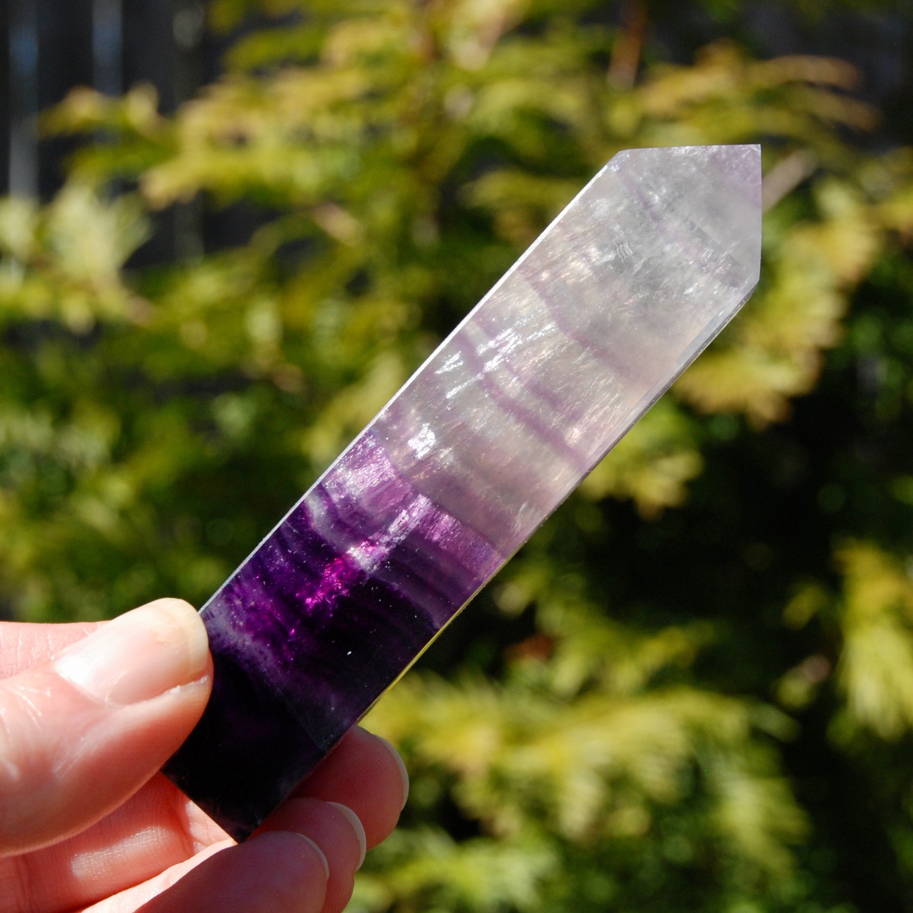 Transparent Magenta Pink Fluorite Crystal Tower