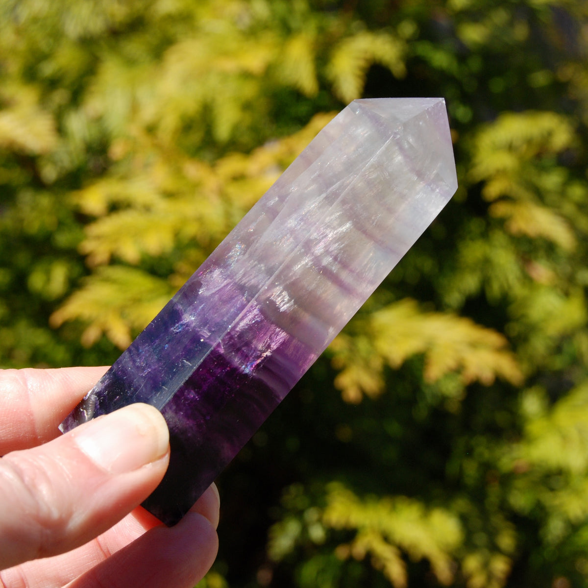 Transparent Magenta Pink Fluorite Crystal Tower