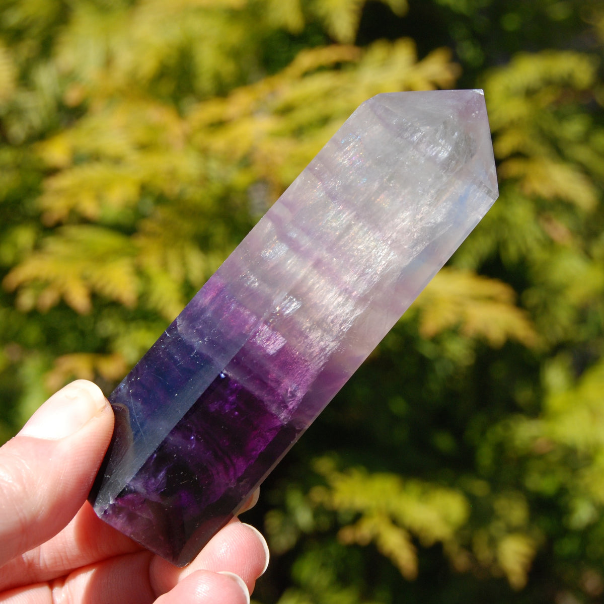 Transparent Magenta Pink Fluorite Crystal Tower