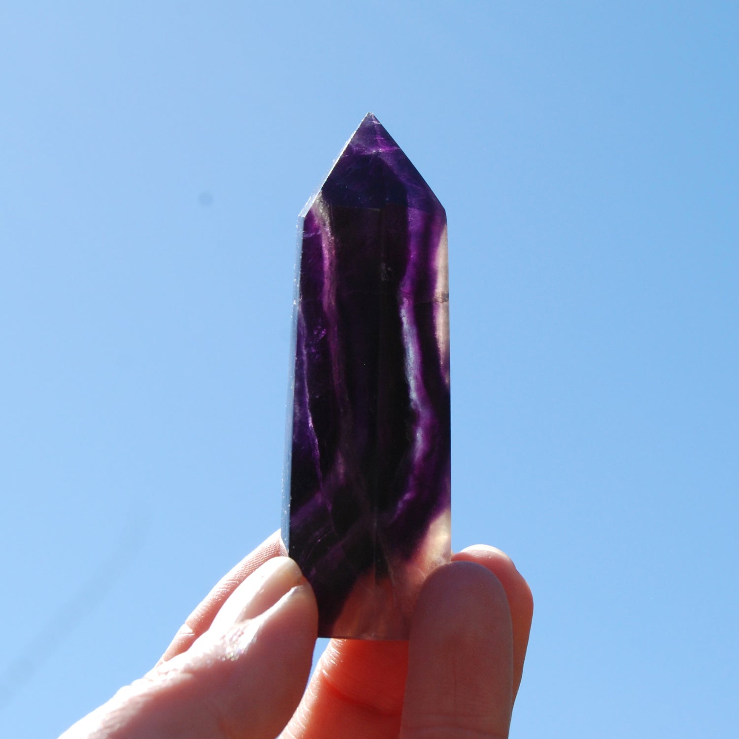 Dark Purple Fluorite Crystal Tower