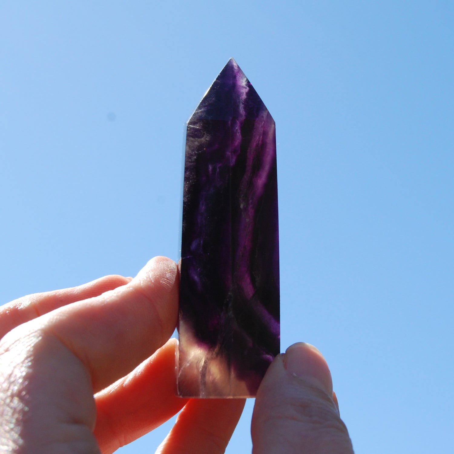 Dark Purple Fluorite Crystal Tower