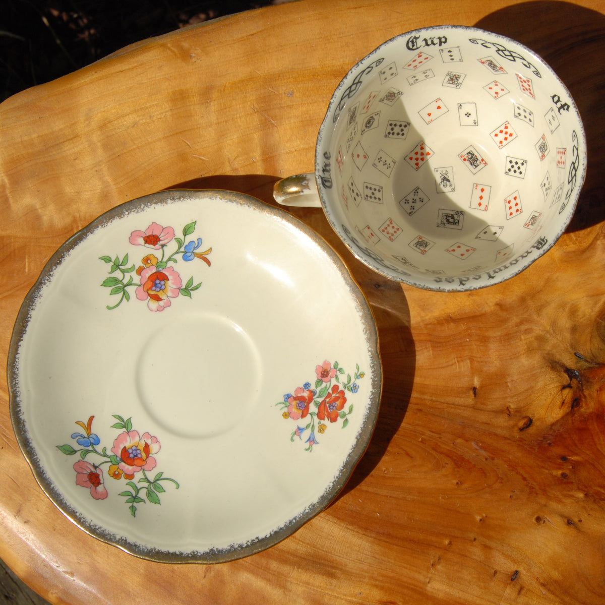 Antique Cup of Knowledge Fortune Telling Teacup ORIGINAL Alfred Meakin Royal Marigold Design c1930