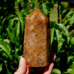 golden healer quartz, quartz healing tower, golden crystal point, healer quartz stone, polished quartz tower, golden light crystal, meditation quartz, crystal energy tower, reiki quartz stone, spiritual quartz point, high vibe quartz, golden healer point, healing crystal tower