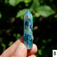 Load image into Gallery viewer, Phoenix Stone Ajoite Malachite Azurite Chrysocolla Quartz Crystal Tower, Messina Mine
