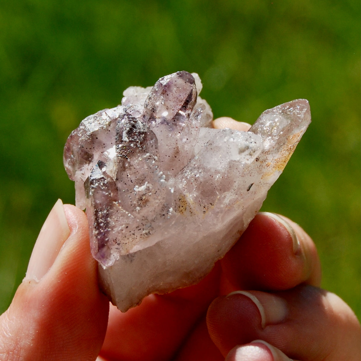 Smoky Amethyst Quartz Crystal Cluster, Specular Hematite Amethyst