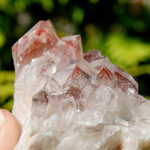 Phantom Pyramid Hematoid Quartz Crystal Cluster, Red Specular Hematite