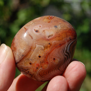 1.9in 76g Red Sardonyx Banded Agate Crystal Palm Stone, Madagascar bc3