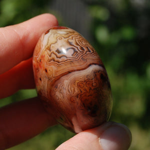 1.9in 76g Red Sardonyx Banded Agate Crystal Palm Stone, Madagascar bc3