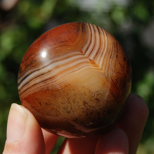 Red Sardonyx Banded Agate Crystal Palm Stone