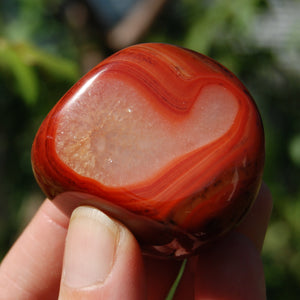 Red Sardonyx Banded Agate Crystal Palm Stone