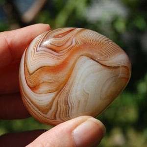 Red Sardonyx Banded Agate Crystal Palm Stone