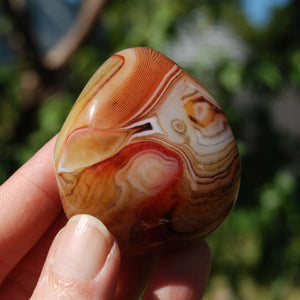 Red Sardonyx Banded Agate Crystal Palm Stone