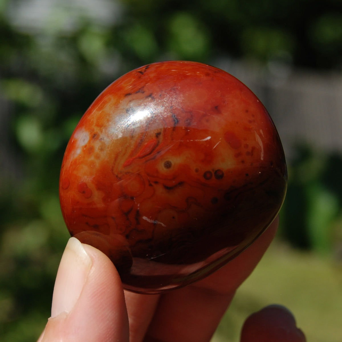 Red Sardonyx Banded Agate Crystal Palm Stone