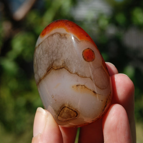 Red Banded Agate Crystal Palm Stone