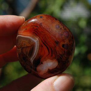 Red Banded Agate Crystal Palm Stone