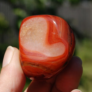 Red Sardonyx Banded Agate Crystal Palm Stone