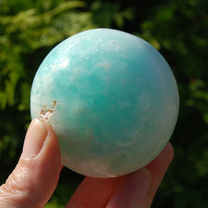 Large AAA Caribbean Blue Calcite Crystal Sphere, Pakistan