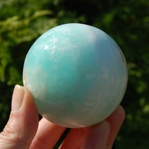 Large AAA Caribbean Blue Calcite Crystal Sphere, Pakistan