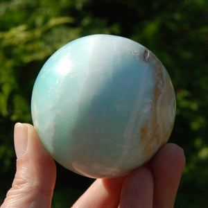 Large AAA Caribbean Blue Calcite Crystal Sphere, Pakistan