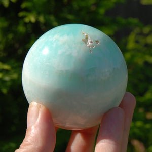 Large AAA Caribbean Blue Calcite Crystal Sphere, Pakistan