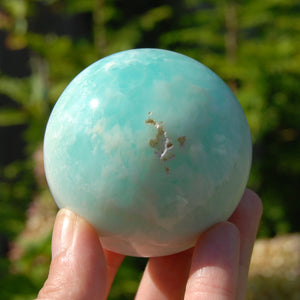 Large AAA Caribbean Blue Calcite Crystal Sphere, Pakistan