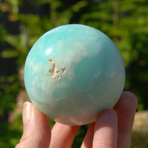 Large AAA Caribbean Blue Calcite Crystal Sphere, Pakistan