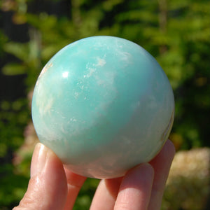 Large AAA Caribbean Blue Calcite Crystal Sphere, Pakistan