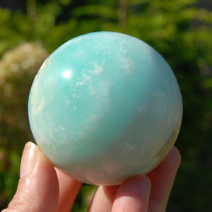 Large AAA Caribbean Blue Calcite Crystal Sphere, Pakistan