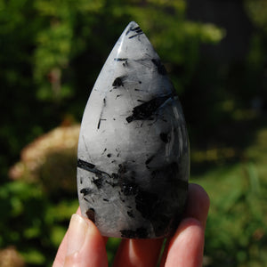 Black Tourmaline Clear Quartz Crystal Flame